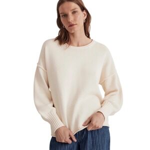 Madewell Conway Pullover Cotton Drop‎ Shoulder Sweater Cream NM589 Womens XXS